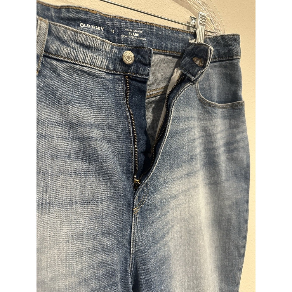 OLD NAVY SZ 16 FLARE Cotton Spandex Blue High Rise Jeans Stretch Comfort - Picture 7 of 9